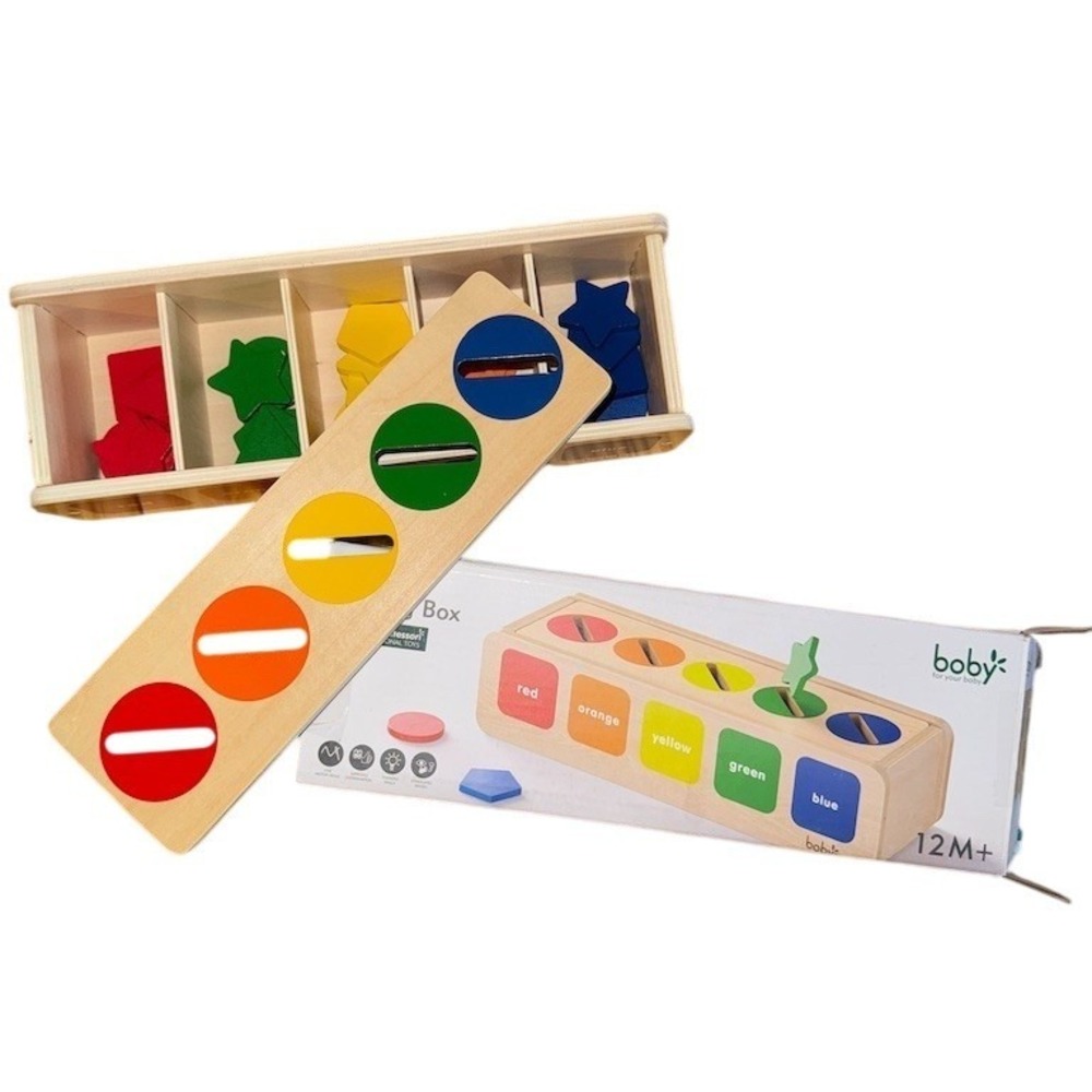 Boby for your baby Wooden Color & Shape Sorting Box Montessori Toy 12 Month & Up